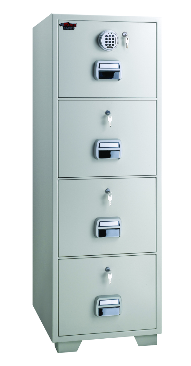Eagle Fire Resistant Filing Cabinet - SF 680 4EKK, 4 Drawers With Digital + Key Lock On Top Draw And Single Key Lock On Each Drawers